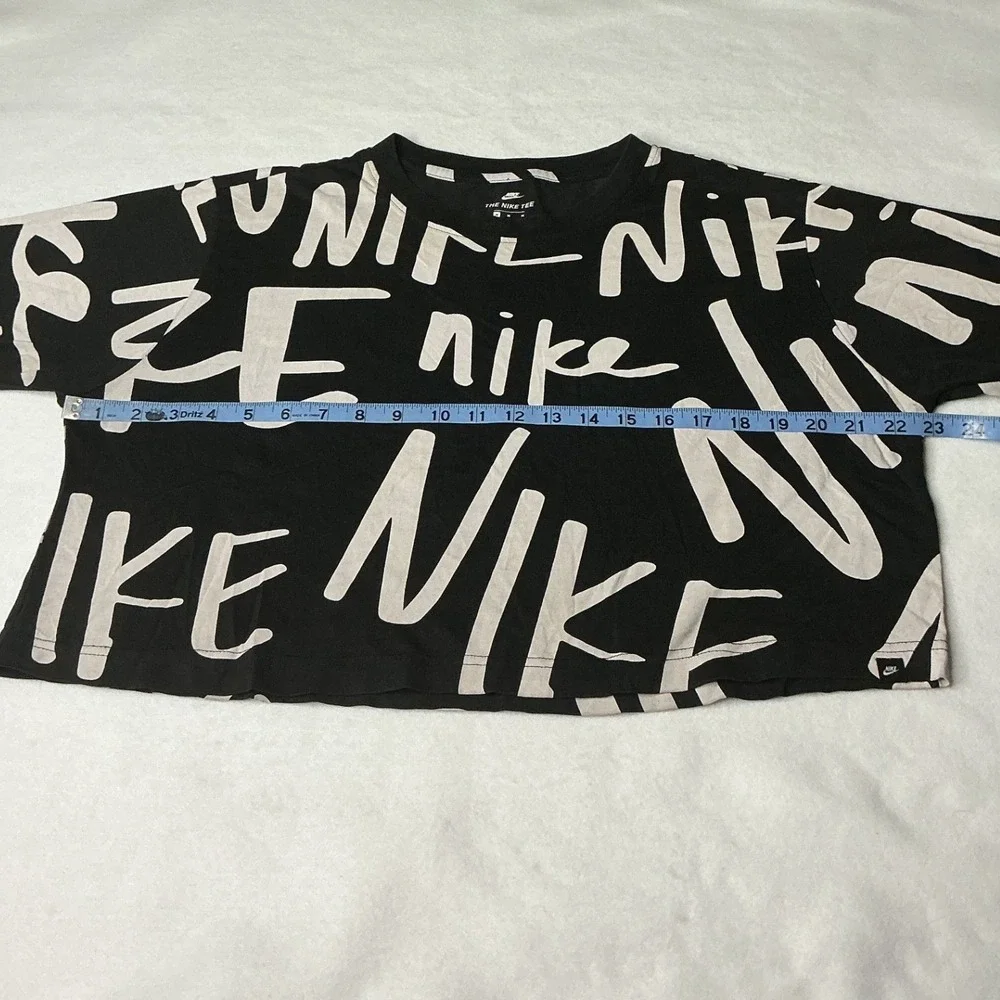 Nike Sportswear All Over Print Crop Top Black White Women Medium